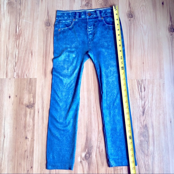 3/$15 NEW NOBO Ankle Leggings Blue Small Waist 23 Blue Jean Print NWOT Juniors - Picture 3 of 12
